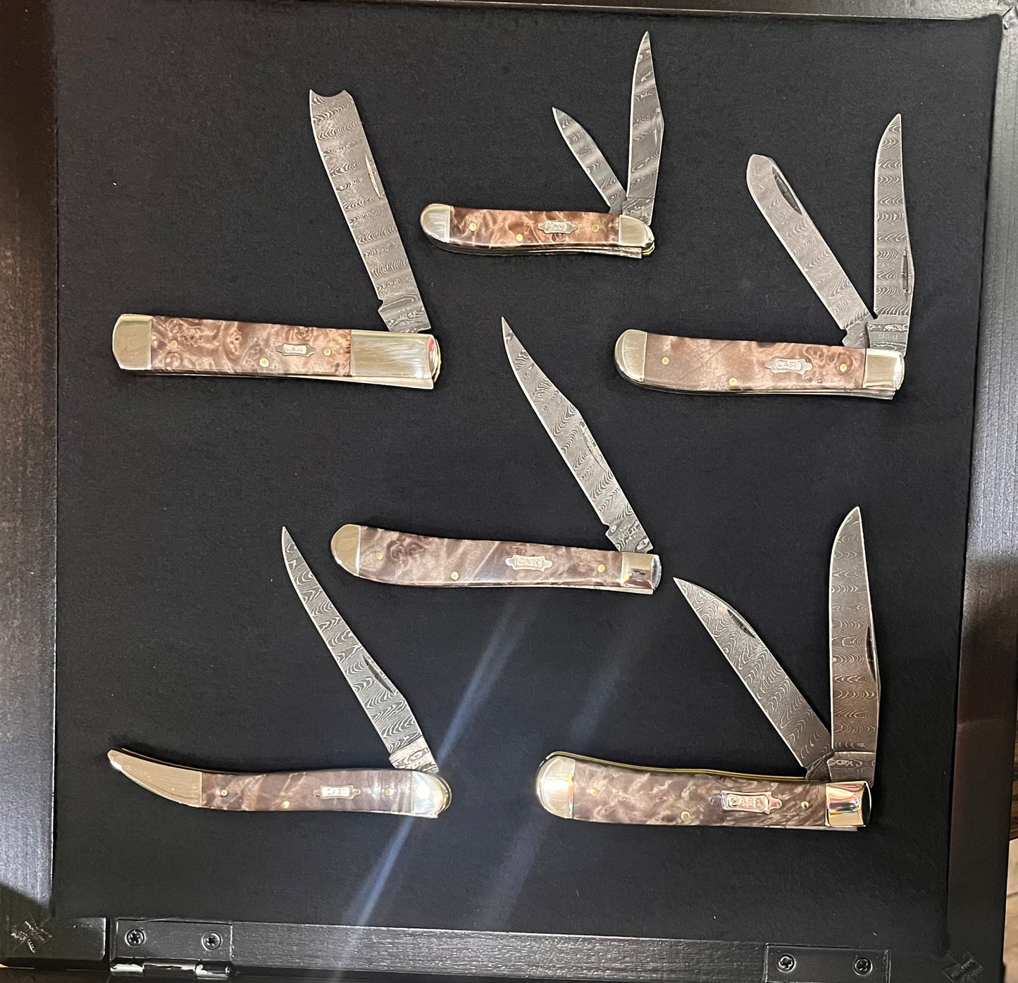 Case Knife Maple Burl Wood Set w/ Display