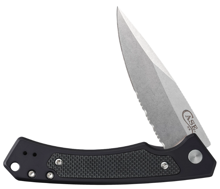 Case Knife Black Anodized G10 Marilla Drop Point Serrated 25878