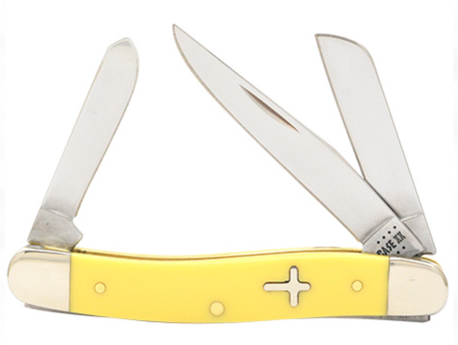 Case Knife Yellow Synthetic Cross Shield Medium Stockman 22941