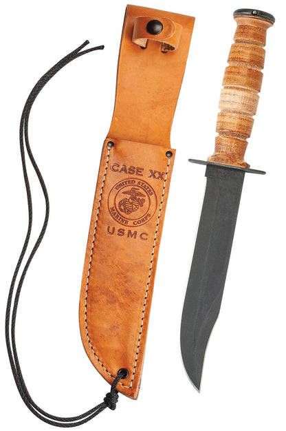 Case Knife USMC Brown Leather 00334