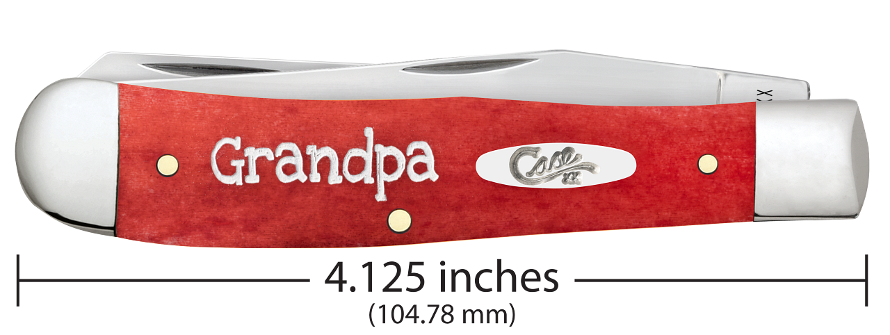 Case Knife Grandpa Dark Red Bone Smooth Trapper W/Tin 10433