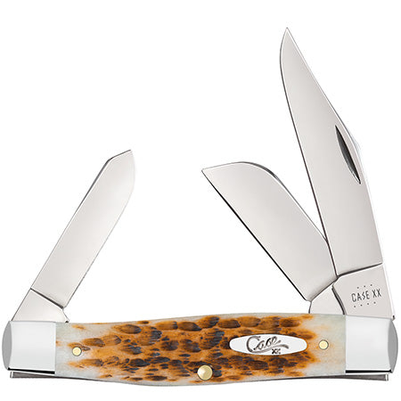 Case Knife Amber Bone Peach Seed Stockman 10724
