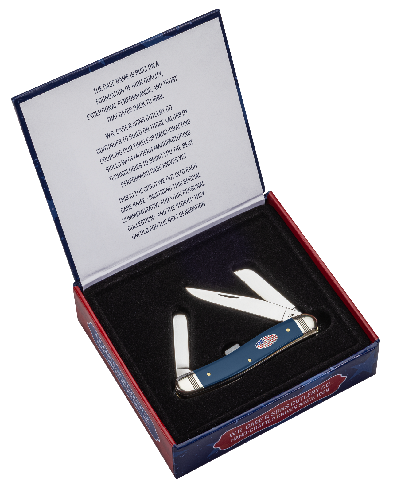 Case Knife Navy Blue Synthetic Smooth Medium Stockman 10863