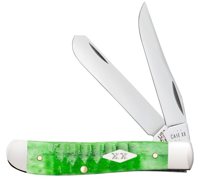 Case Knife Bright Green Bone Gator Jig Medium Stockman 11442
