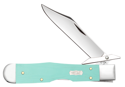 Case Knife Seafoam Green G-10 Smooth Cheetah Cub 18112