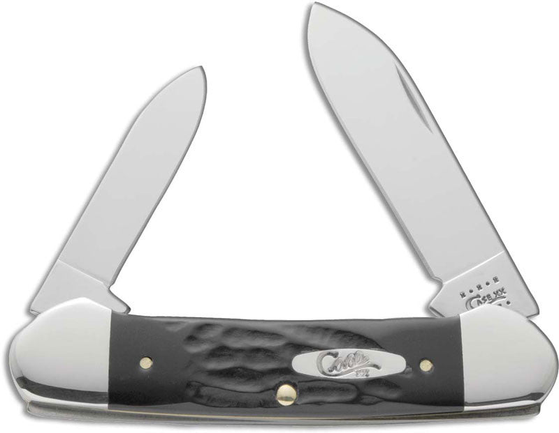 Case Knife Jigged Rough Black Synthetic Canoe 18226