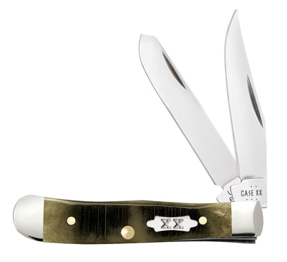 Case Knife Olive Green Sawcut Jig Tiny Trapper 39231