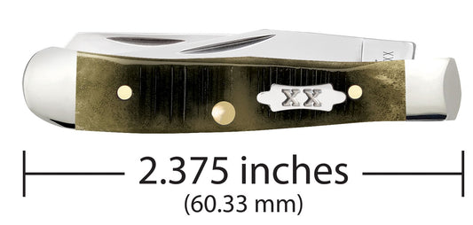 Case Knife Olive Green Sawcut Jig Tiny Trapper 39231