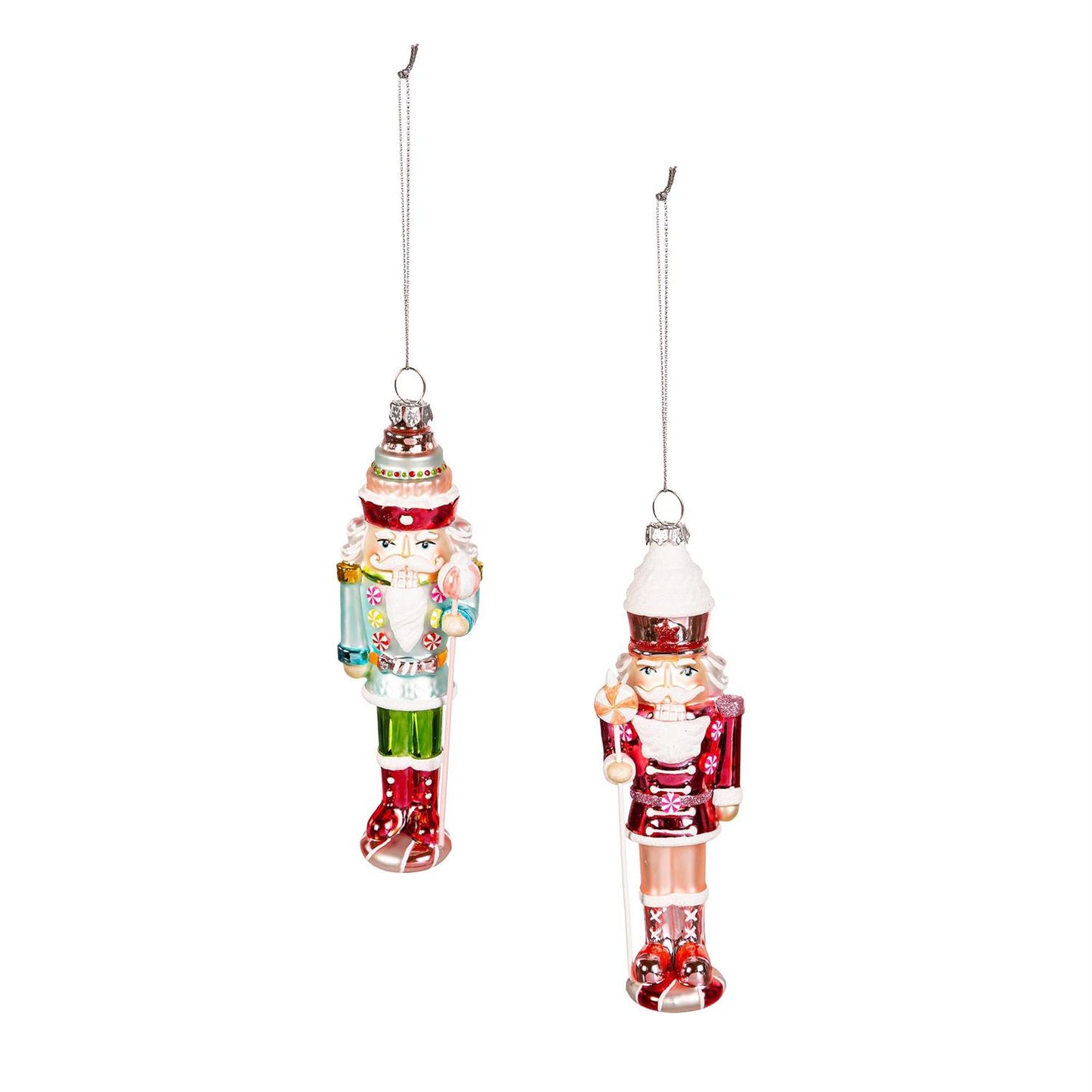 Glass Candy Nutcracker Ornament 6 Inches