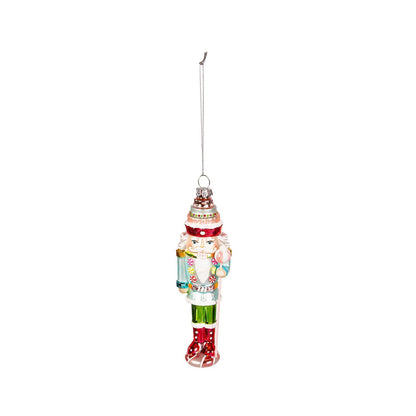 Glass Candy Nutcracker Ornament 6 Inches