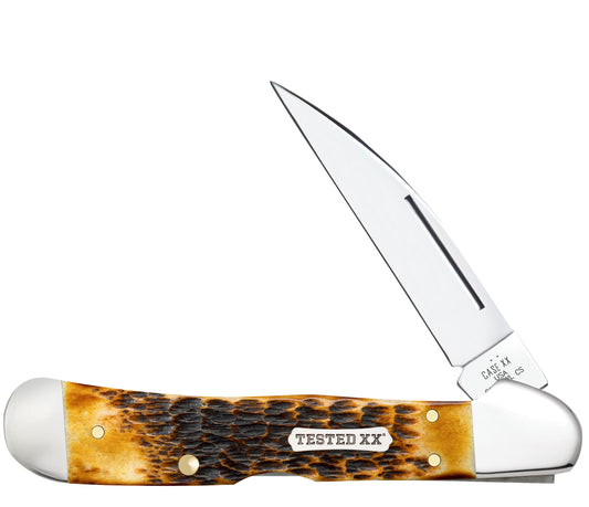 Case Knife Burnt Amber Bone Copperlock 51392 (CS)