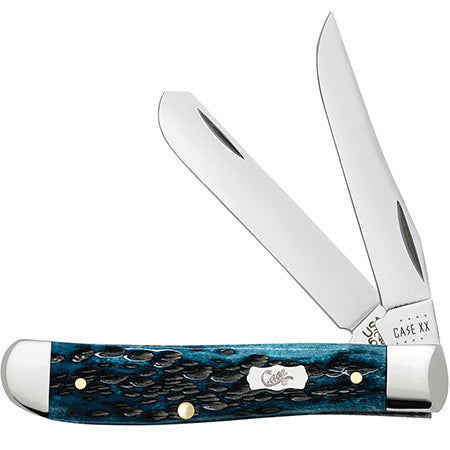 Case Knife Pocket Worn Med Blue Mini Trapper 51852