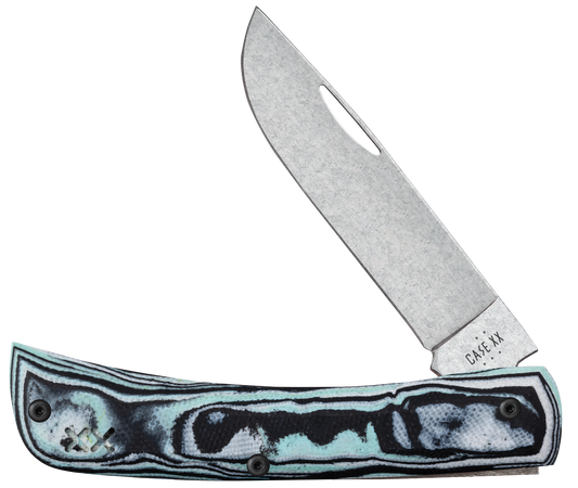 Case Knife Seafoam Green Burl G-10 XR Sod Buster Jr W/Clip 66384