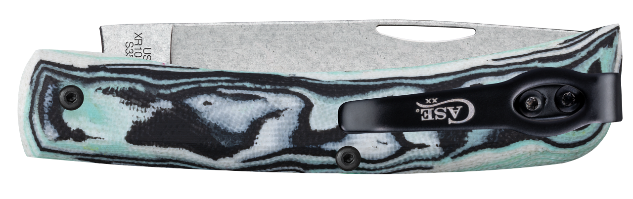Case Knife Seafoam Green Burl G-10 XR Sod Buster Jr W/Clip 66384