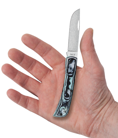Case Knife Seafoam Green Burl G-10 XR Sod Buster Jr W/Clip 66384