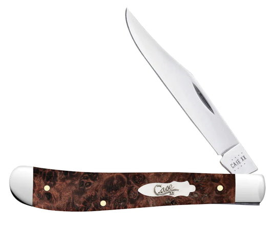 Case Knife Brown Maple Burl Wood Trapper 64060