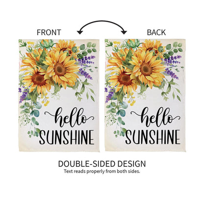 Hello Sunshine Sunflower House Flag