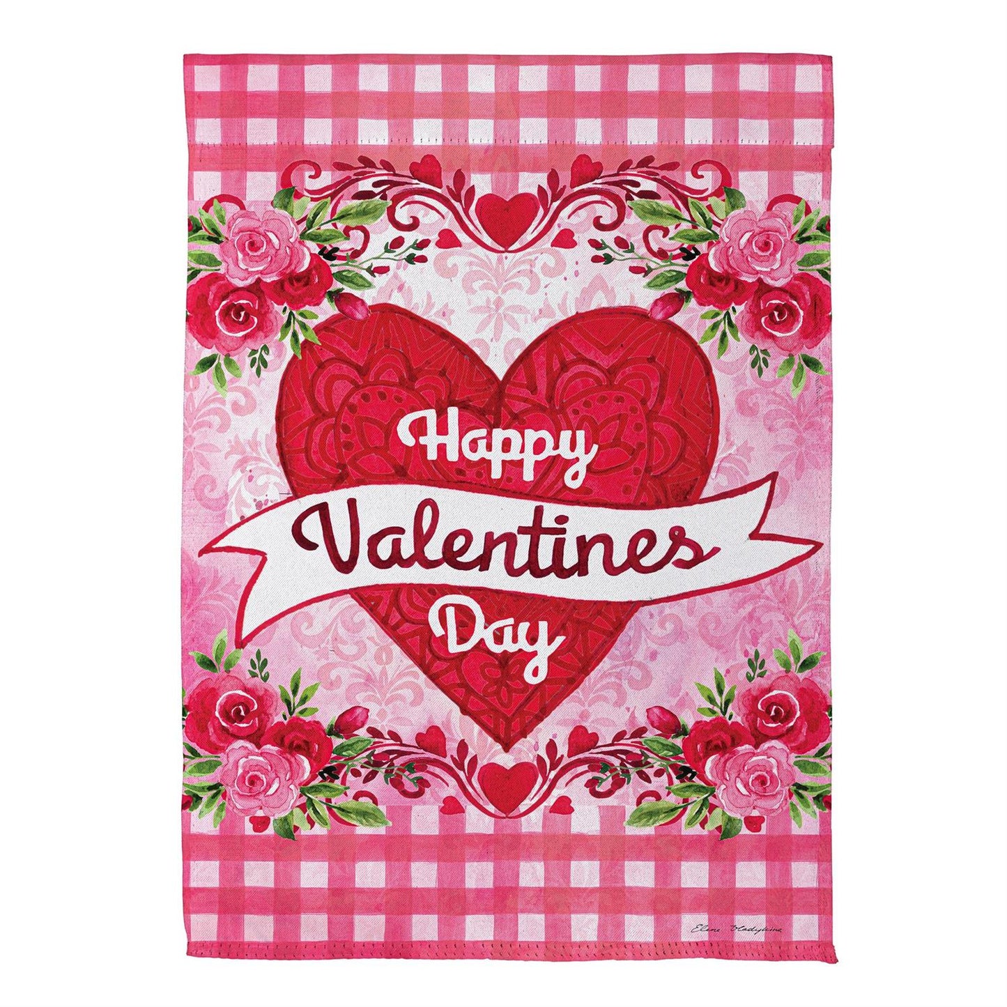 Happy Valentines Day Swirl Garden Flag