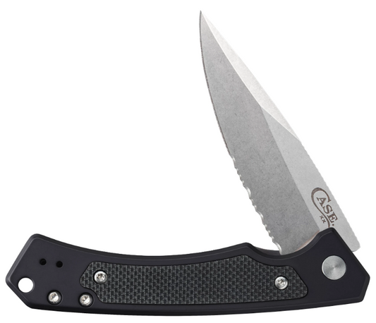 Case Knife Black Anodized G10 Marilla Drop Point Serrated 25878