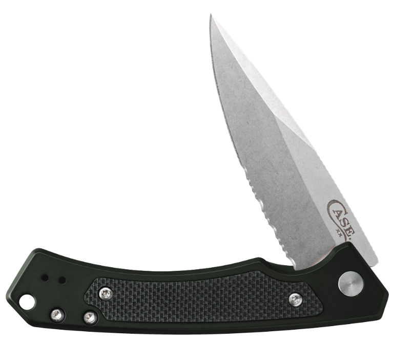 Case Knife Green Anodized G10 Marilla Drop Point Serrated 25879