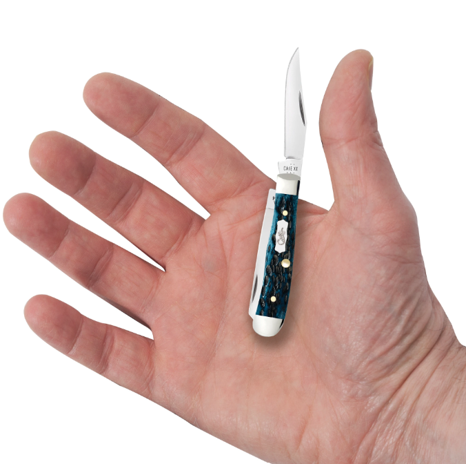 Case Knife Pocket Worn Mediterranean Blue Tiny Trapper 51862