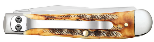Case Knife 6.5 Bone Stag Trapper w/ Clip 65345