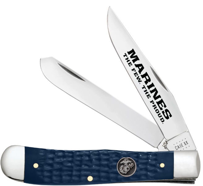 Case Knife USMC Navy Blue Synthetic Trapper 13195