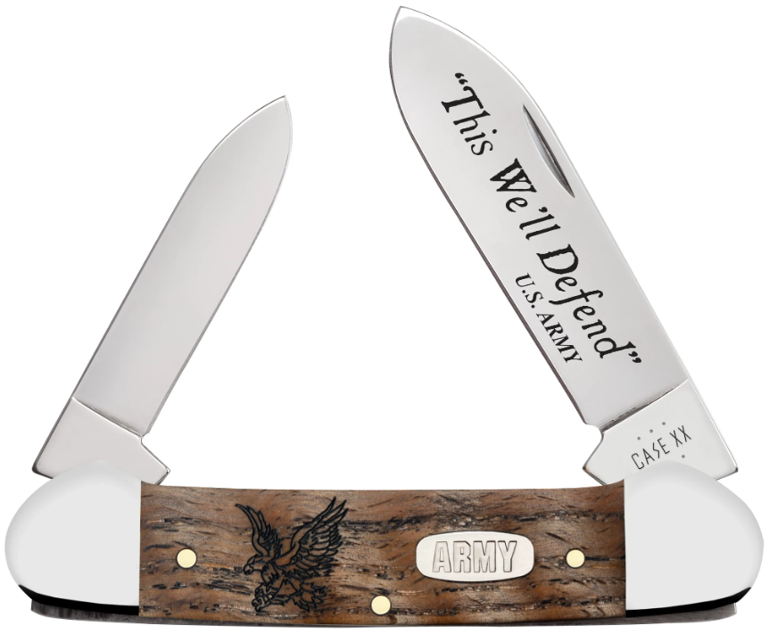 Case Knife U.S. Army Natural Curly Oak Canoe 15055