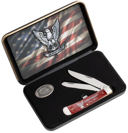 Case Knife Scouting America Old Red Bone Smooth Trapper w/ Jewel Box 18146