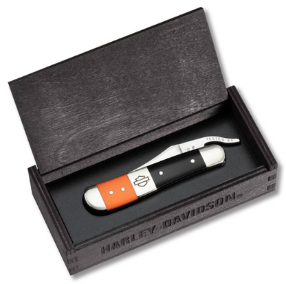 Harley Davidson Org & Blk Synthetic RussLock w/Wood Box 52245