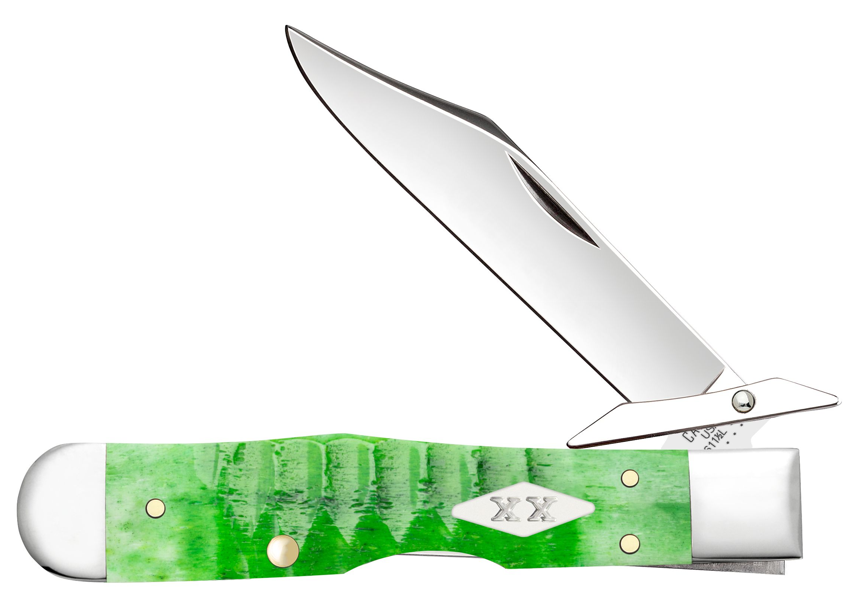 Case Knife Bright Green Bone Gator Jig Cheetah Cub 11446