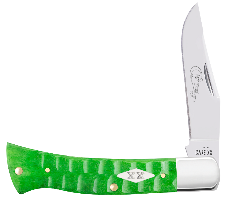 Case Knife Bright Green Bone Gator Jig Case Axe Handle 81445