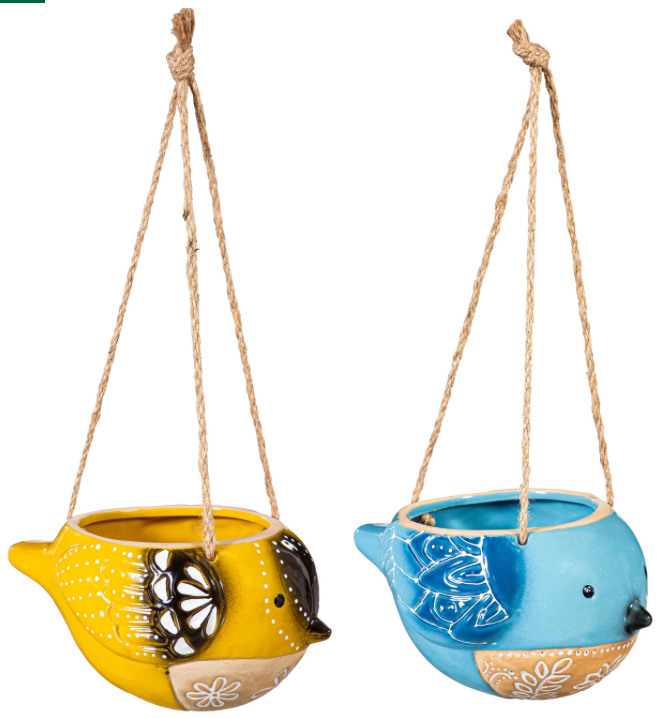Chirpy Birds Ceramic Hanging Planter